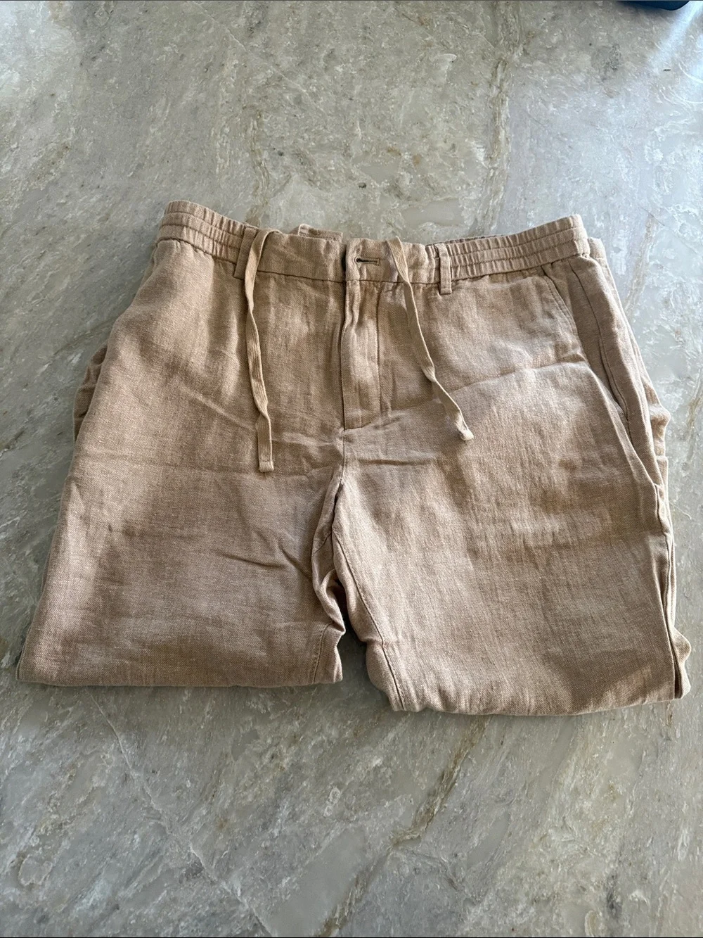 Banana Republic Men's Linen Blend Drawstring Pants in Light Tan